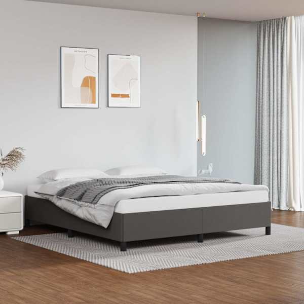 Voodiraam, hall, 160 × 200 cm, kunstnahk — mudel 347261