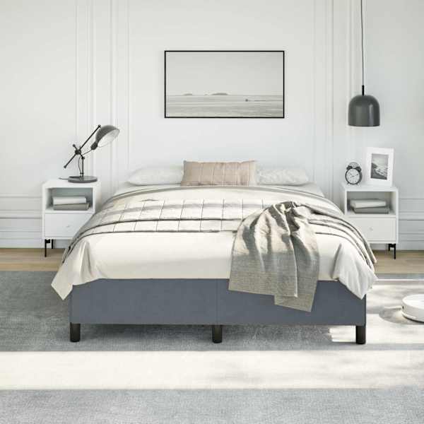 Voodiraam, tumehall, 137 × 190 cm, samet — mudel 347355