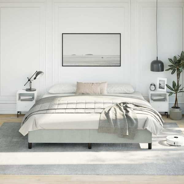 Voodiraam, helehall, 193 × 203 cm, samet — mudel 347360