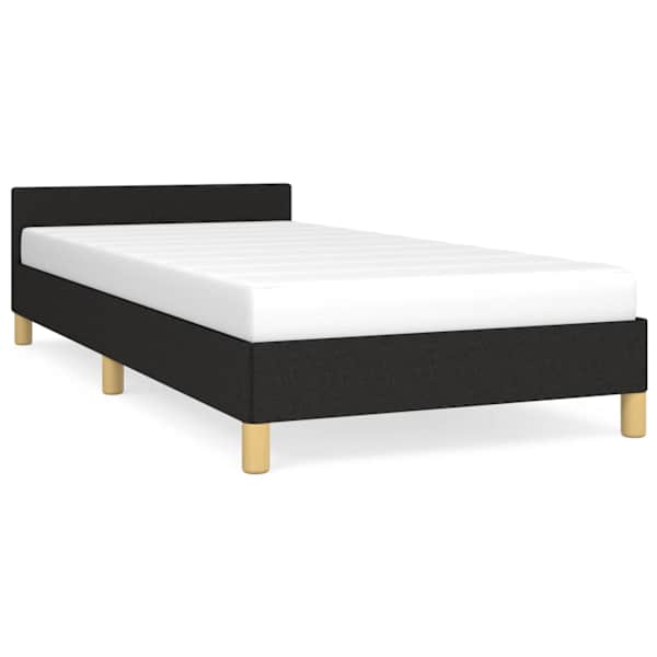 Voodiraam peatsiga, must, 90 × 190 cm, kangas — mudel 347377