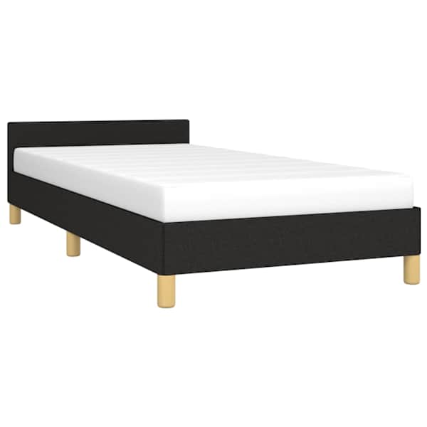 Voodiraam peatsiga, must, 90 × 190 cm, kangas — mudel 347377