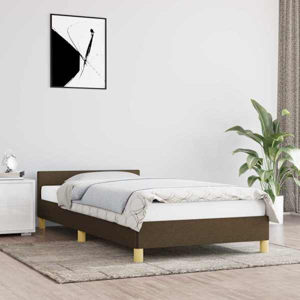Voodiraam, tumepruun, 100 × 200 cm, kangas — mudel 347394