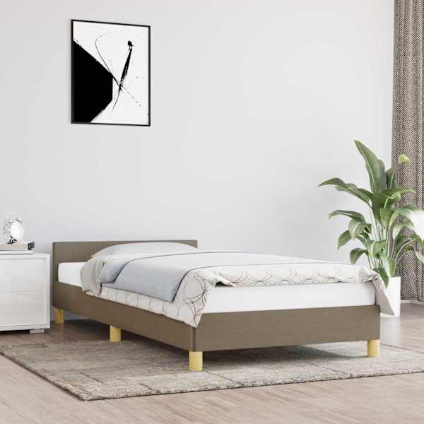 Voodiraam, pruunikashall, 100 × 200 cm, kangas — mudel 347395