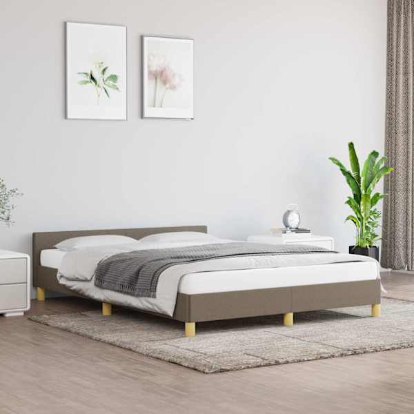 Voodiraam, pruunikashall, 140 × 200 cm, kangas — mudel 347419