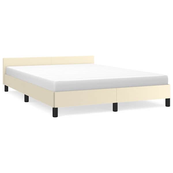 Voodiraam peatsiga, kreemjasvalge, 140 × 190 cm — mudel 347497