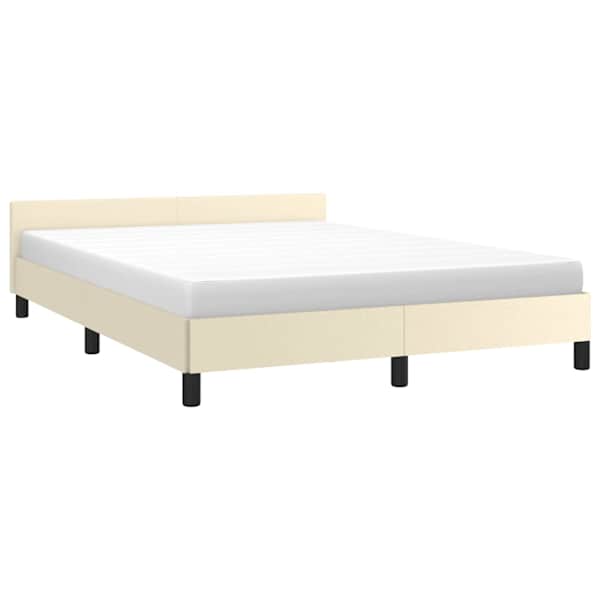 Voodiraam peatsiga, kreemjasvalge, 140 × 190 cm — mudel 347497