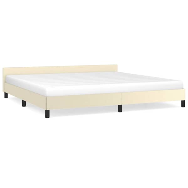 Voodiraam peatsiga, kreemjasvalge, 200 × 200 cm — mudel 347521