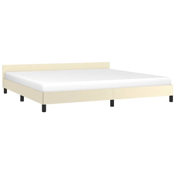 Voodiraam peatsiga, kreemjasvalge, 200 × 200 cm — mudel 347521