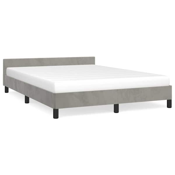 Voodiraam, helehall, 140 × 190 cm, samet — mudel 347567