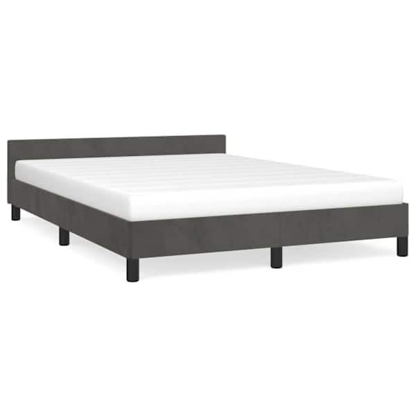 Voodiraam, tumehall, 140 × 190 cm, samet — mudel 347568