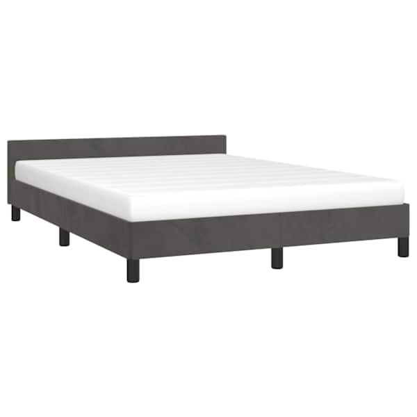 Voodiraam, tumehall, 140 × 190 cm, samet — mudel 347568