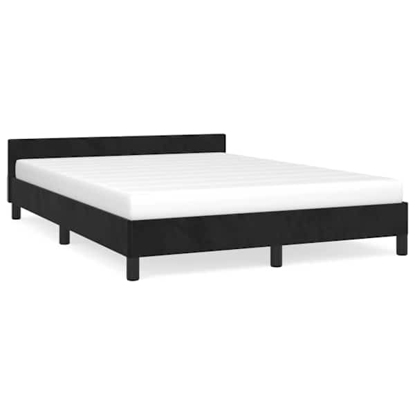 Voodiraam, must, 140 × 190 cm, samet — mudel 347569