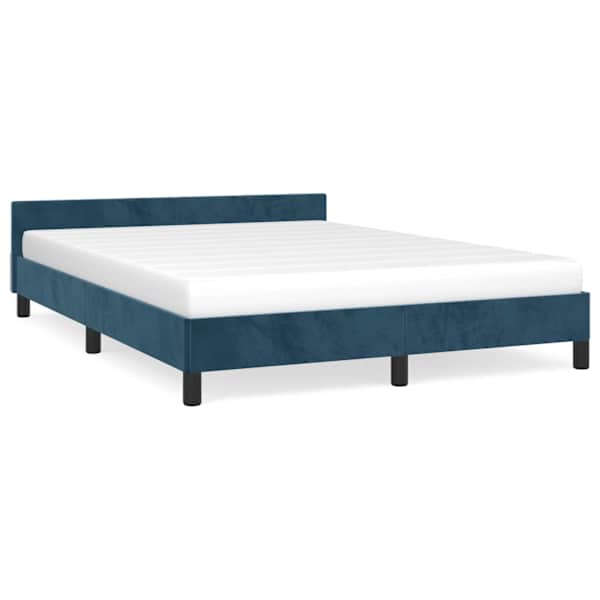 Voodiraam, tumesinine, 140 × 190 cm, samet — mudel 347571