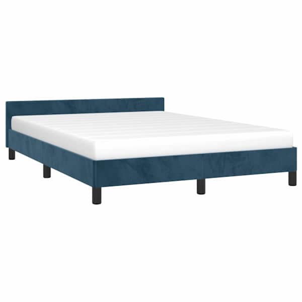 Voodiraam, tumesinine, 140 × 190 cm, samet — mudel 347571