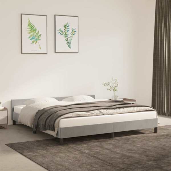 Voodiraam, helehall, 180 × 200 cm, samet — mudel 347585