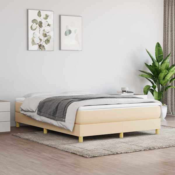 Voodiraam, kreemjasvalge, 140 × 200 cm, kangas — mudel 3120619