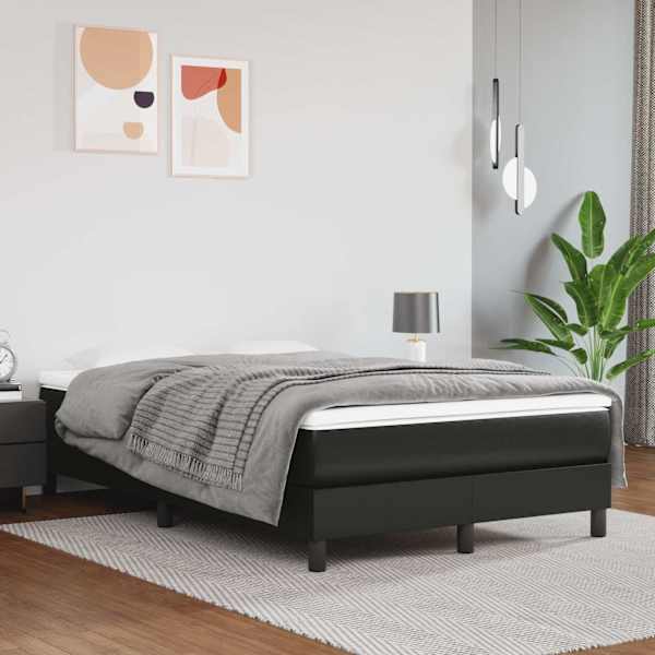 Voodiraam, must, 120 × 200 cm, kunstnahk — mudel 3120688