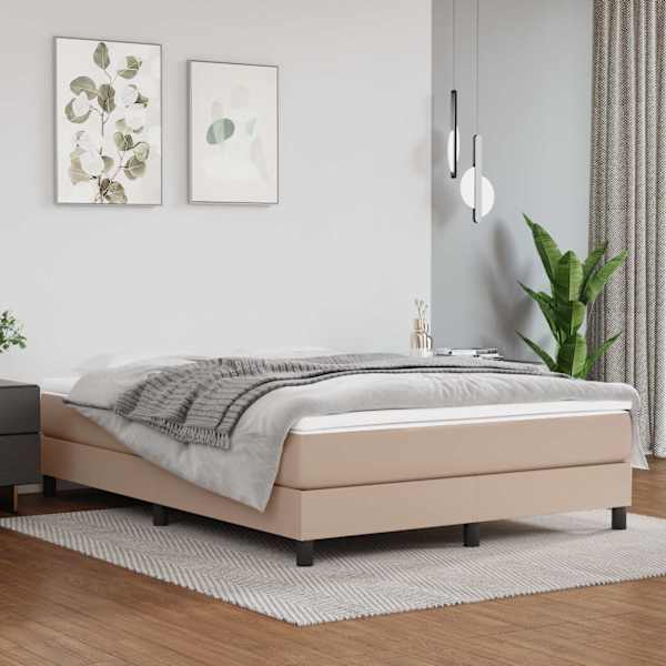 Voodiraam, cappuccino, 140 × 200 cm, kunstnahk — mudel 3120705