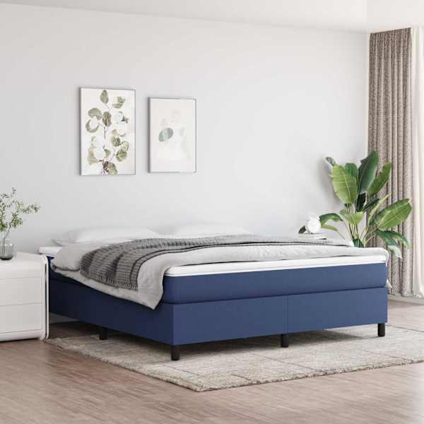 Voodiraam, sinine, 180 × 200 cm, kangas — mudel 3120884