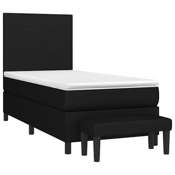 Kontinentaalvoodi koos madratsiga, must, 100 × 200 cm, kangas — mudel 3136415