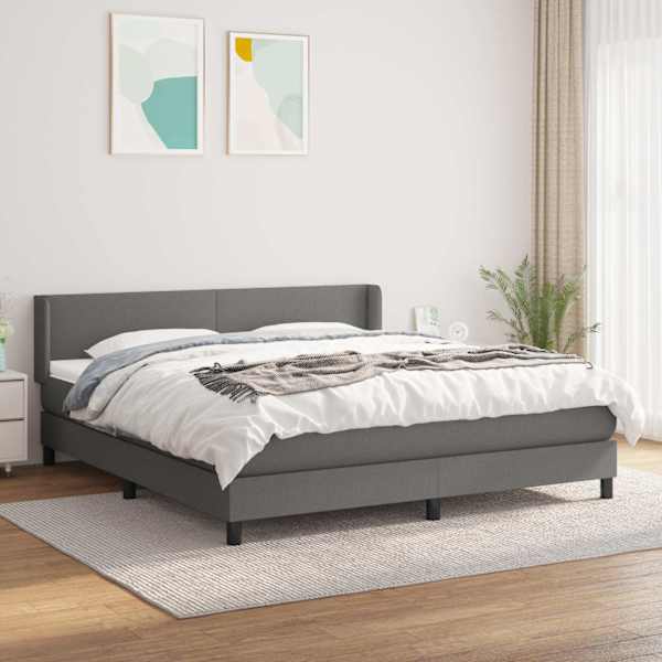 Kontinentaalvoodi koos madratsiga, tumehall, 160 × 200 cm, kangas — mudel 3129562