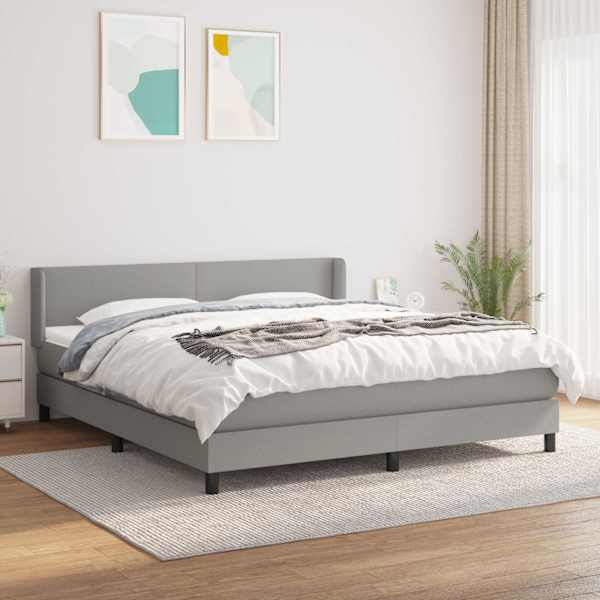 Kontinentaalvoodi koos madratsiga, helehall, 180 × 200 cm, kangas — mudel 3129569
