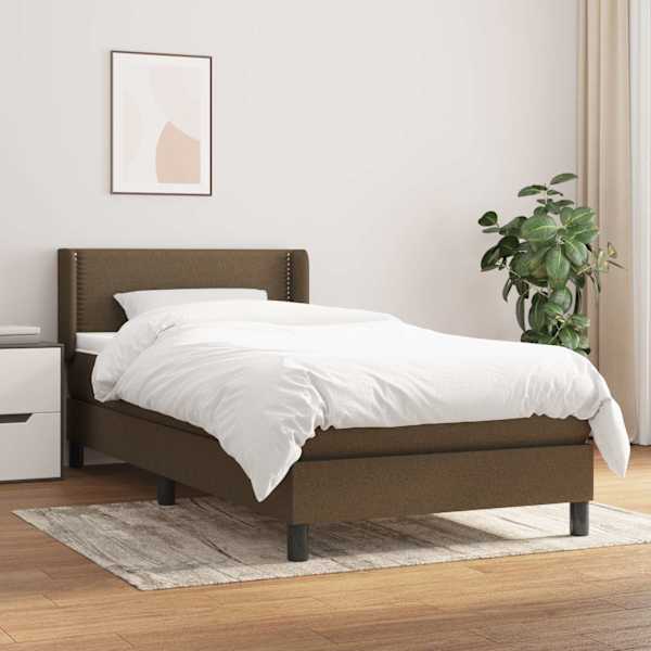 Kontinentaalvoodi koos madratsiga, tumepruun, 100 × 200 cm, kangas — mudel 3129612