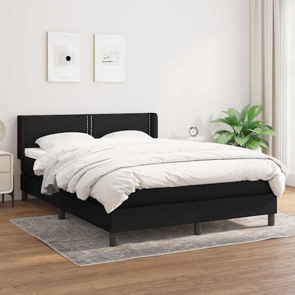 Kontinentaalvoodi koos madratsiga, must, 140 × 200 cm, kangas — mudel 3129635