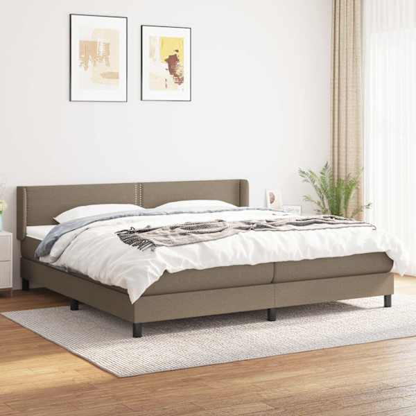 Kontinentaalvoodi koos 2 madratsiga, pruunikashall, 200 × 200 cm, kangas — mudel 3129661
