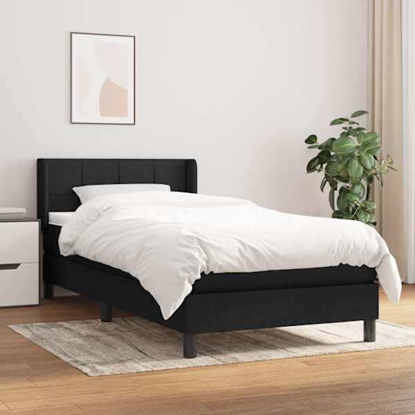 Kontinentaalvoodi koos madratsiga, must, 100 × 200 cm, kangas — mudel 3129691