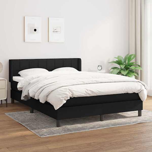 Kontinentaalvoodi koos madratsiga, must, 140 × 190 cm, kangas — mudel 3129707