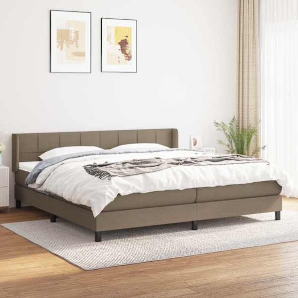 Kontinentaalvoodi koos 2 madratsiga, pruunikashall, 200 × 200 cm, kangas — mudel 3129741