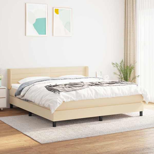 Kontinentaalvoodi koos madratsiga, kreemjasvalge, 160 × 200 cm, kangas — mudel 3129806