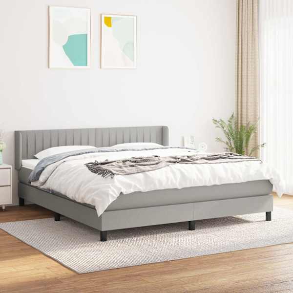 Kontinentaalvoodi koos madratsiga, helehall, 160 × 200 cm, kangas — mudel 3129881