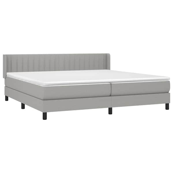 Kontinentaalvoodi koos 2 madratsiga, helehall, 200 × 200 cm, kangas — mudel 3129897
