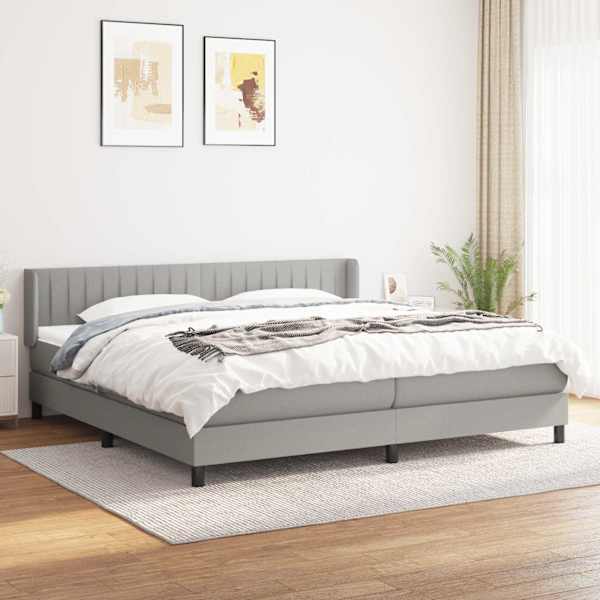 Kontinentaalvoodi koos 2 madratsiga, helehall, 200 × 200 cm, kangas — mudel 3129897