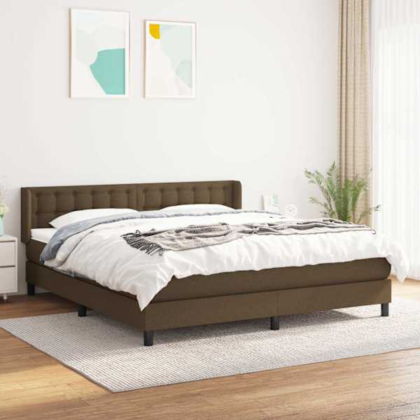 Kontinentaalvoodi koos madratsiga, tumepruun, 180 × 200 cm, kangas — mudel 3130052