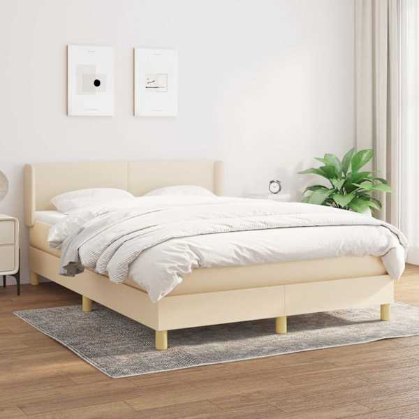 Kontinentaalvoodi koos madratsiga, kreemjasvalge, 140 × 200 cm, kangas — mudel 3130118