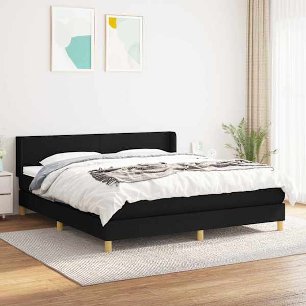 Kontinentaalvoodi koos madratsiga, must, 160 × 200 cm, kangas — mudel 3130123