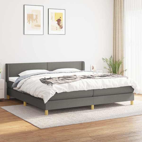 Kontinentaalvoodi koos 2 madratsiga, tumehall, 200 × 200 cm, kangas — mudel 3130138