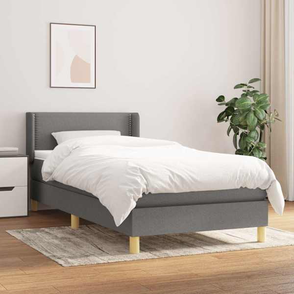 Kontinentaalvoodi koos madratsiga, tumehall, 100 × 200 cm, kangas — mudel 3130170