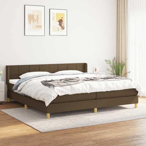Kontinentaalvoodi koos 2 madratsiga, tumepruun, 200 × 200 cm, kangas — mudel 3130300