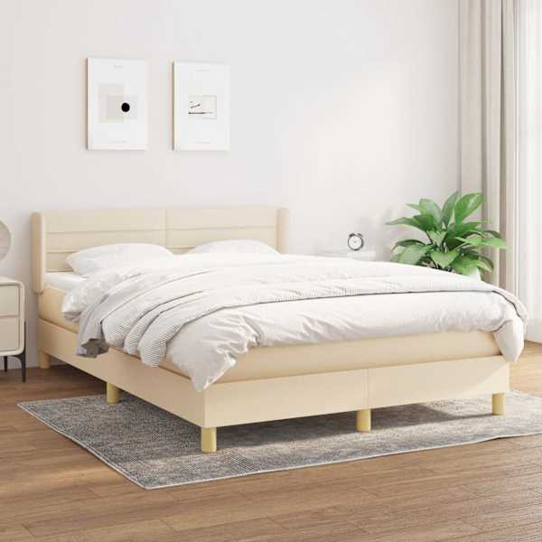 Kontinentaalvoodi koos madratsiga, kreemjasvalge, 140 × 200 cm, kangas — mudel 3130358