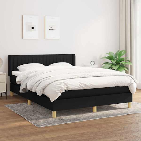 Kontinentaalvoodi koos madratsiga, must, 140 × 190 cm, kangas — mudel 3130427