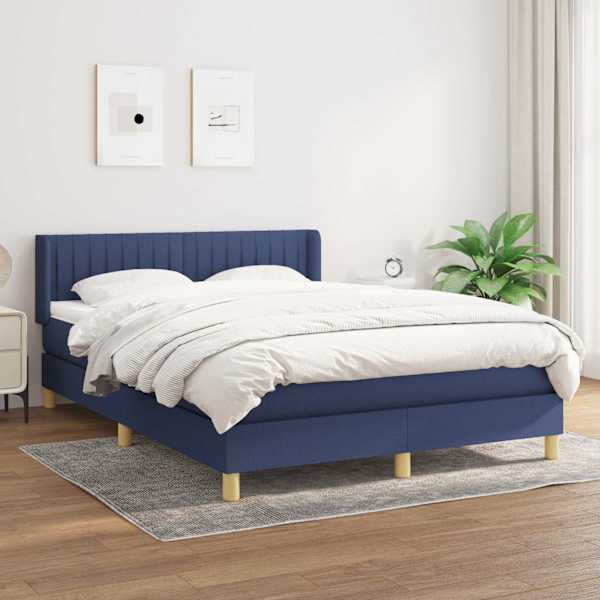 Kontinentaalvoodi koos madratsiga, sinine, 140 × 200 cm, kangas — mudel 3130439