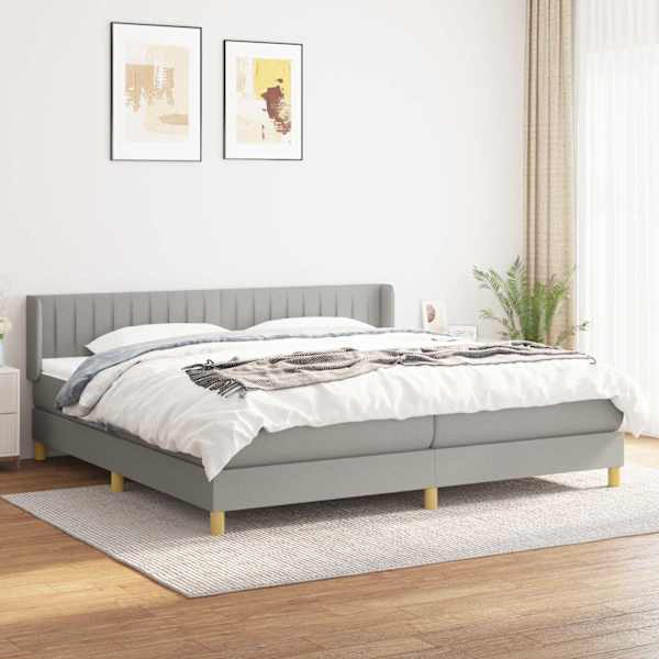 Kontinentaalvoodi koos 2 madratsiga, helehall, 200 × 200 cm, kangas — mudel 3130457