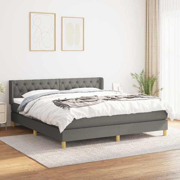 Kontinentaalvoodi koos madratsiga, tumehall, 160 × 200 cm, kangas — mudel 3130522