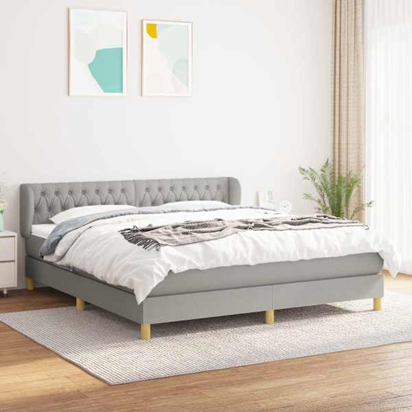 Kontinentaalvoodi koos madratsiga, helehall, 180 × 200 cm, kangas — mudel 3130529