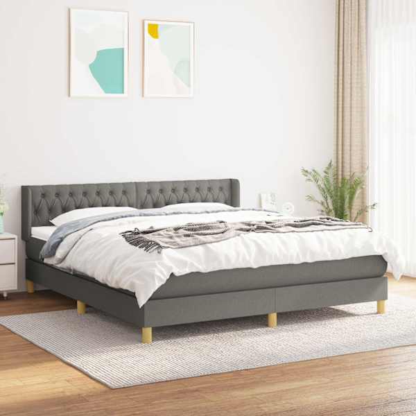 Kontinentaalvoodi koos madratsiga, tumehall, 180 × 200 cm, kangas — mudel 3130530