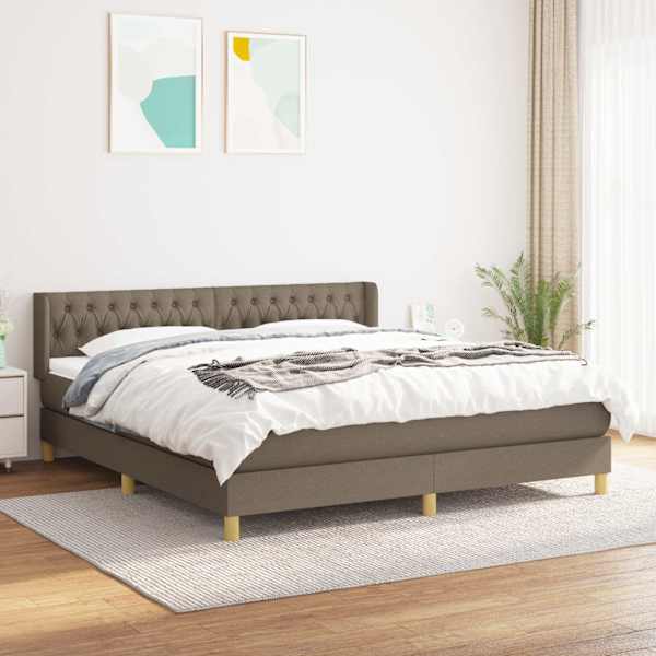 Kontinentaalvoodi koos madratsiga, pruunikashall, 180 × 200 cm, kangas — mudel 3130533
